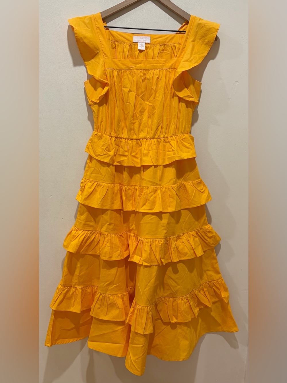 Rachel Parcell Ruffle Tiered Poplin Midi Dress in Marigold Yellow - Women’s 2